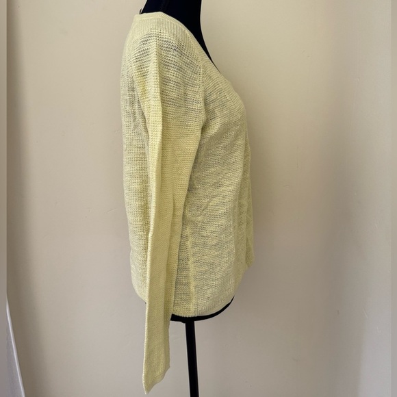 Eileen Fisher Organic Linen & Cotton Blend V-Neck Sweater, Light Yellow,Size XXS - Picture 5 of 11